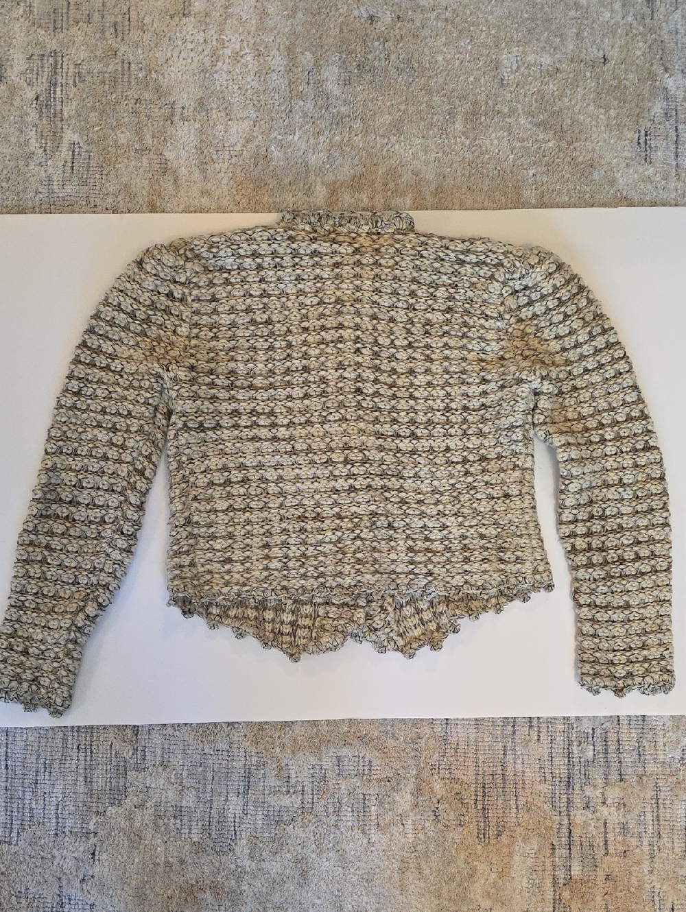 Vtg I.B. Diffusion Boucle Chunky Wool Blend Cardigan Tuxedo Style Womens M - Picture 2 of 7